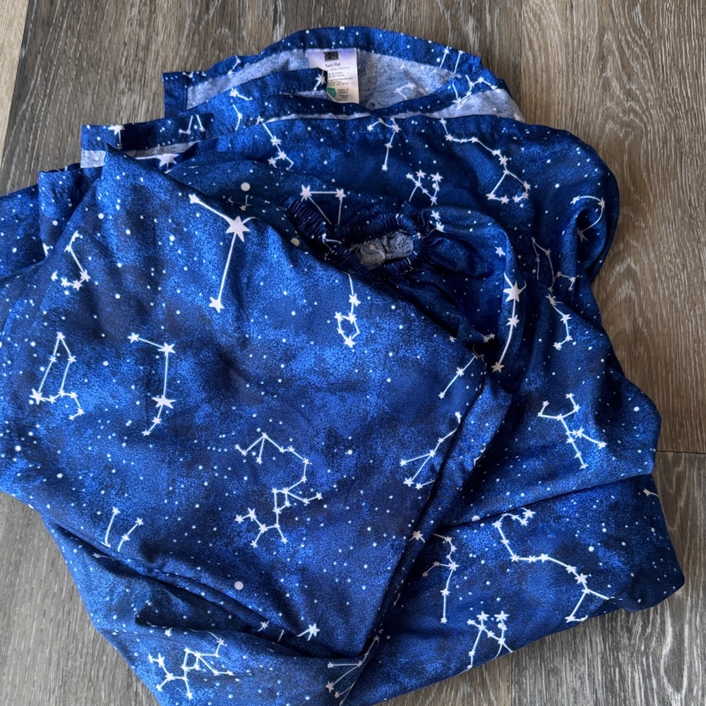 Constellation Print Blue Twin Size Sheet Set